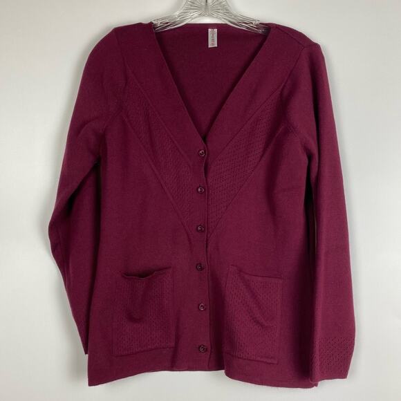 Zephyr Women’s Cranberry Grandpacore Cardigan Sweater Size Small - Picture 3 of 11